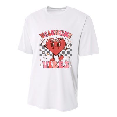 Groovy Checkered Valentine Vibes Valentines Day Youth Performance Sprint T-Shirt