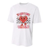 Groovy Checkered Valentine Vibes Valentines Day Youth Performance Sprint T-Shirt