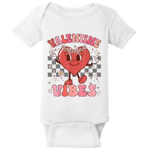 Groovy Checkered Valentine Vibes Valentines Day Baby Bodysuit