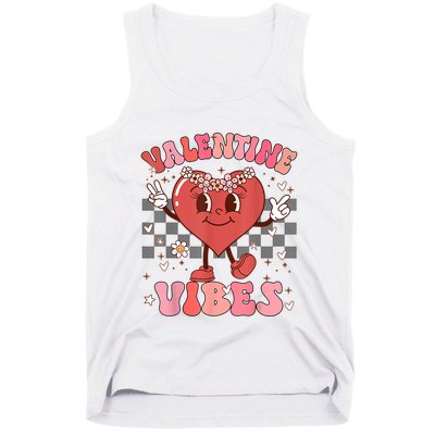 Groovy Checkered Valentine Vibes Valentines Day Tank Top