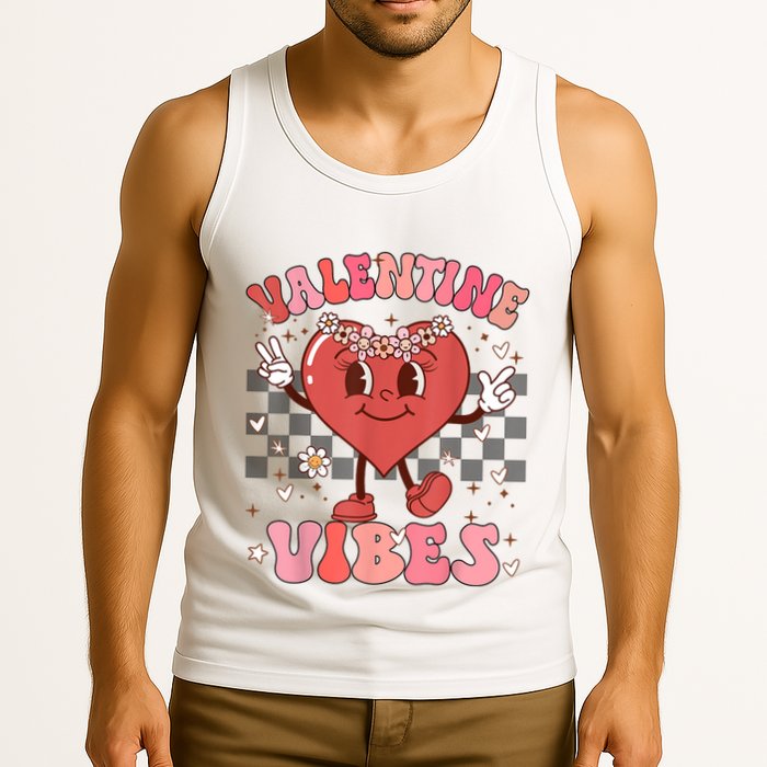 Groovy Checkered Valentine Vibes Valentines Day Tank Top