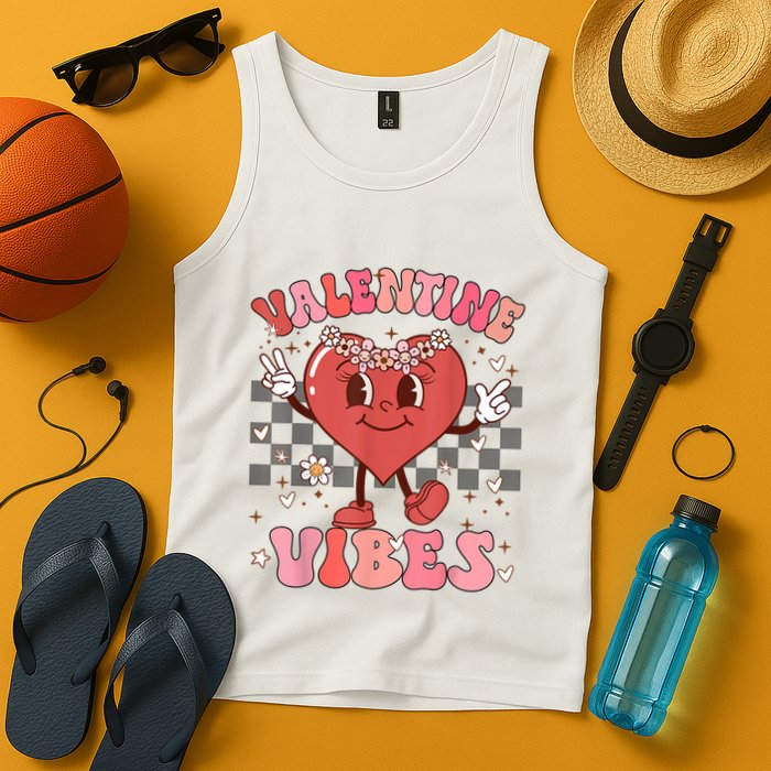 Groovy Checkered Valentine Vibes Valentines Day Tank Top