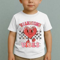 Groovy Checkered Valentine Vibes Valentines Day Toddler T-Shirt