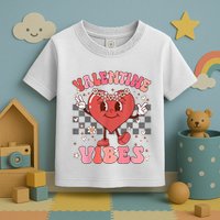 Groovy Checkered Valentine Vibes Valentines Day Toddler T-Shirt