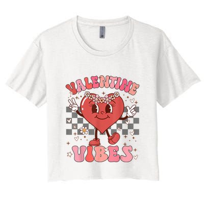 Groovy Checkered Valentine Vibes Valentines Day Crop Top