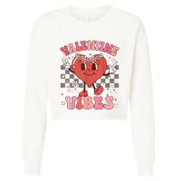 Groovy Checkered Valentine Vibes Valentines Day Cropped Pullover Crew