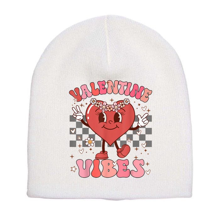 Groovy Checkered Valentine Vibes Valentines Day Short Acrylic Beanie