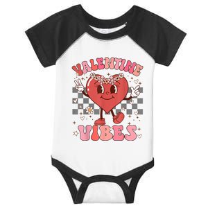 Groovy Checkered Valentine Vibes Valentines Day Infant Baby Jersey Bodysuit