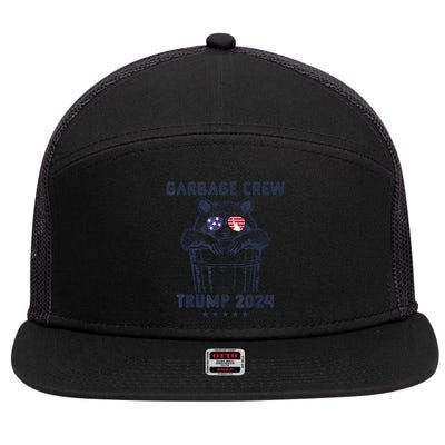 Garbage Crew Vote Trump 2024 Funny Republican Raccoon 7 Panel Mesh Trucker Snapback Hat