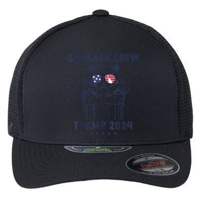 Garbage Crew Vote Trump 2024 Funny Republican Raccoon Flexfit Unipanel Trucker Cap