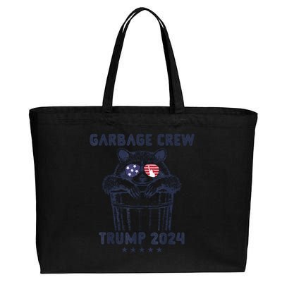 Garbage Crew Vote Trump 2024 Funny Republican Raccoon Cotton Canvas Jumbo Tote