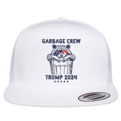 Garbage Crew Vote Trump 2024 Funny Republican Raccoon Flat Bill Trucker Hat