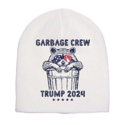 Garbage Crew Vote Trump 2024 Funny Republican Raccoon Short Acrylic Beanie