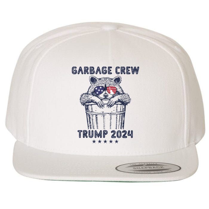 Garbage Crew Vote Trump 2024 Funny Republican Raccoon Wool Snapback Cap