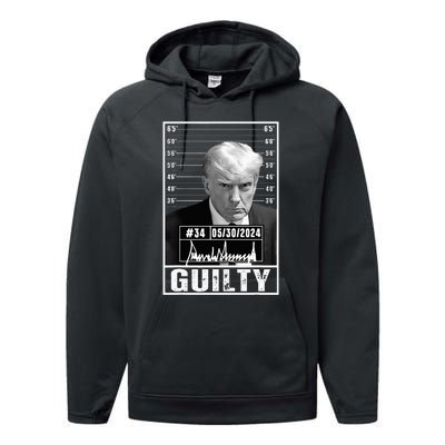 Guilty Conviction Verdict Donald Trump Mug Shot Jail Picture Performance Fleece Hoodie