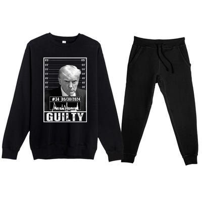 Guilty Conviction Verdict Donald Trump Mug Shot Jail Picture Premium Crewneck Sweatsuit Set