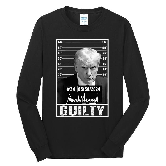 Guilty Conviction Verdict Donald Trump Mug Shot Jail Picture Tall Long Sleeve T-Shirt