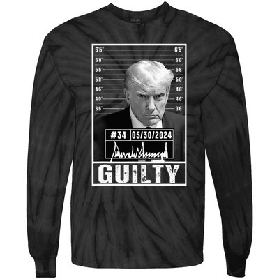 Guilty Conviction Verdict Donald Trump Mug Shot Jail Picture Tie-Dye Long Sleeve Shirt