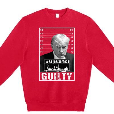 Guilty Conviction Verdict Donald Trump Mug Shot Jail Picture Premium Crewneck Sweatshirt