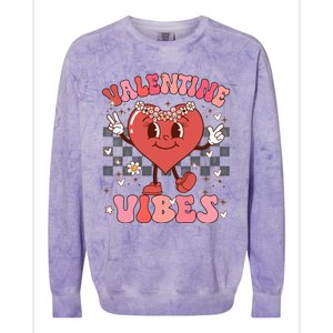 Groovy Checkered Valentine Vibes Valentines Day Colorblast Crewneck Sweatshirt