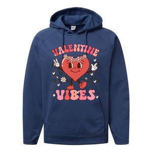 Groovy Checkered Valentine Vibes Valentines Day Performance Fleece Hoodie