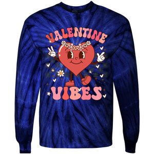 Groovy Checkered Valentine Vibes Valentines Day Tie-Dye Long Sleeve Shirt