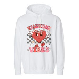 Groovy Checkered Valentine Vibes Valentines Day Garment-Dyed Fleece Hoodie