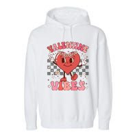 Groovy Checkered Valentine Vibes Valentines Day Garment-Dyed Fleece Hoodie