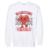 Groovy Checkered Valentine Vibes Valentines Day Garment-Dyed Sweatshirt