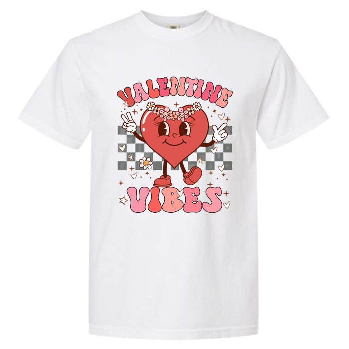 Groovy Checkered Valentine Vibes Valentines Day Garment-Dyed Heavyweight T-Shirt