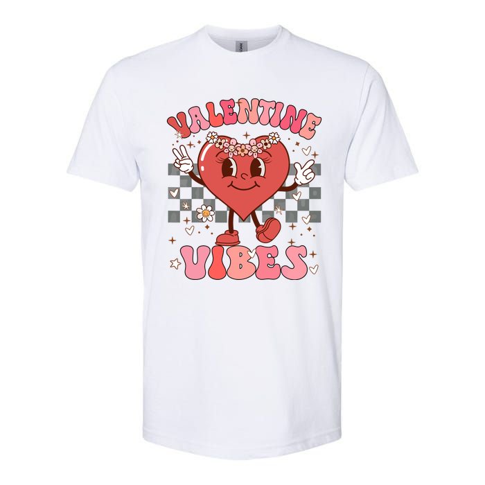 Groovy Checkered Valentine Vibes Valentines Day Softstyle CVC T-Shirt