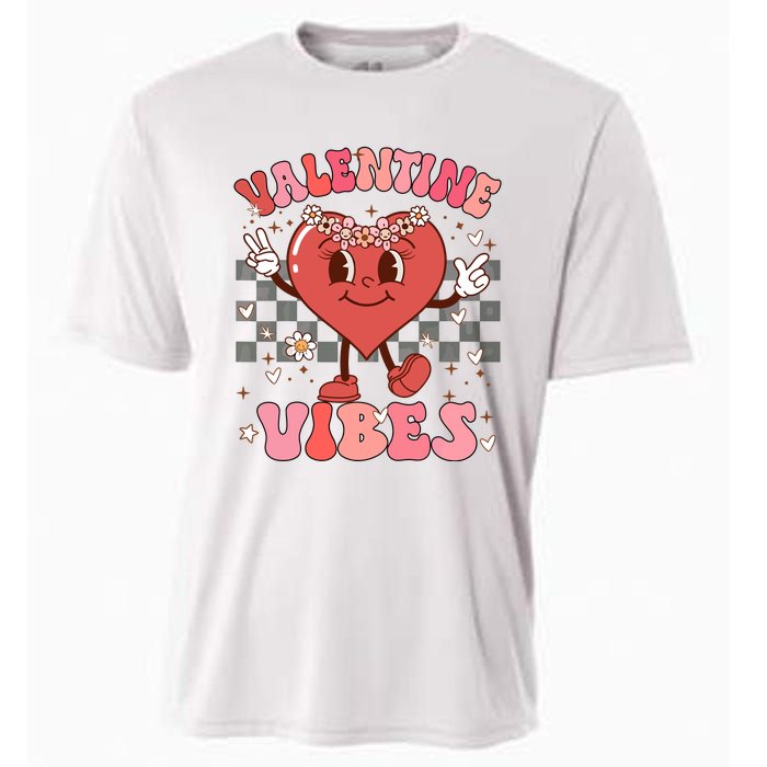 Groovy Checkered Valentine Vibes Valentines Day Cooling Performance Crew T-Shirt