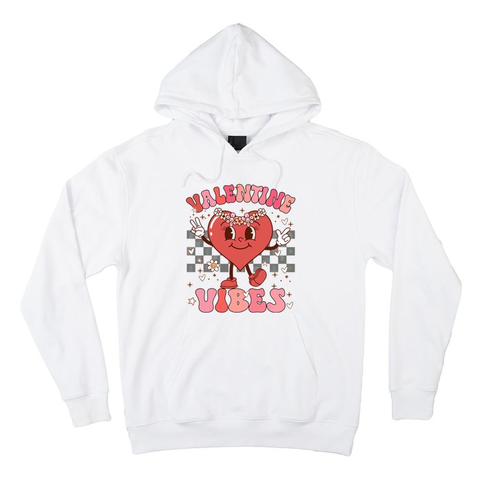 Groovy Checkered Valentine Vibes Valentines Day Hoodie