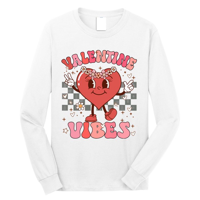 Groovy Checkered Valentine Vibes Valentines Day Long Sleeve Shirt