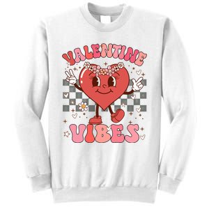 Groovy Checkered Valentine Vibes Valentines Day Sweatshirt