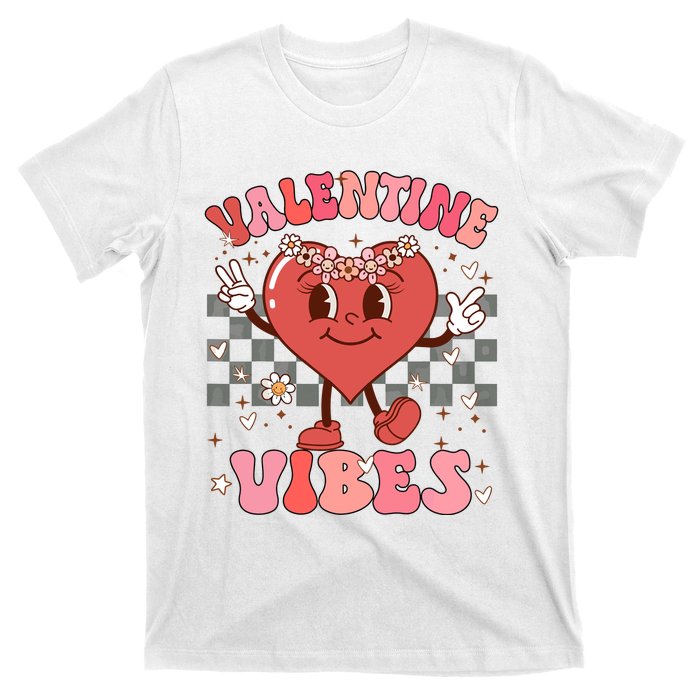 Groovy Checkered Valentine Vibes Valentines Day T-Shirt