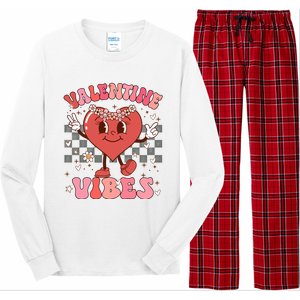 Groovy Checkered Valentine Vibes Valentines Day Long Sleeve Pajama Set