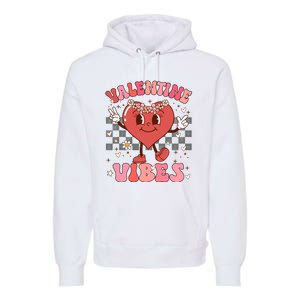 Groovy Checkered Valentine Vibes Valentines Day Premium Hoodie