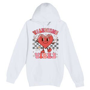 Groovy Checkered Valentine Vibes Valentines Day Premium Pullover Hoodie