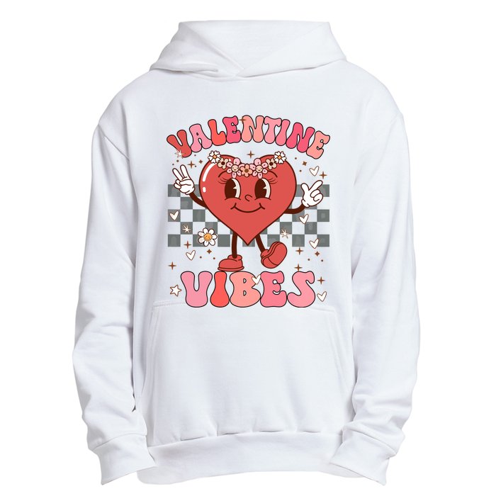 Groovy Checkered Valentine Vibes Valentines Day Urban Pullover Hoodie