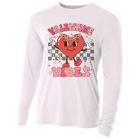 Groovy Checkered Valentine Vibes Valentines Day Cooling Performance Long Sleeve Crew