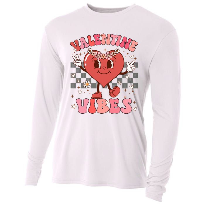 Groovy Checkered Valentine Vibes Valentines Day Cooling Performance Long Sleeve Crew