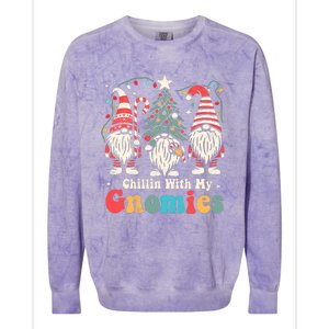 Groovy Chillin With My Gnomies Funny Christmas Family Gnomes Colorblast Crewneck Sweatshirt