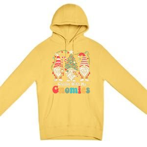 Groovy Chillin With My Gnomies Funny Christmas Family Gnomes Premium Pullover Hoodie