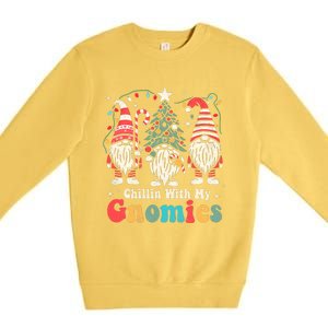 Groovy Chillin With My Gnomies Funny Christmas Family Gnomes Premium Crewneck Sweatshirt