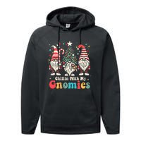 Groovy Chillin With My Gnomies Funny Christmas Family Gnomes Performance Fleece Hoodie