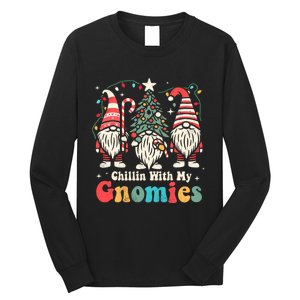 Groovy Chillin With My Gnomies Funny Christmas Family Gnomes Long Sleeve Shirt