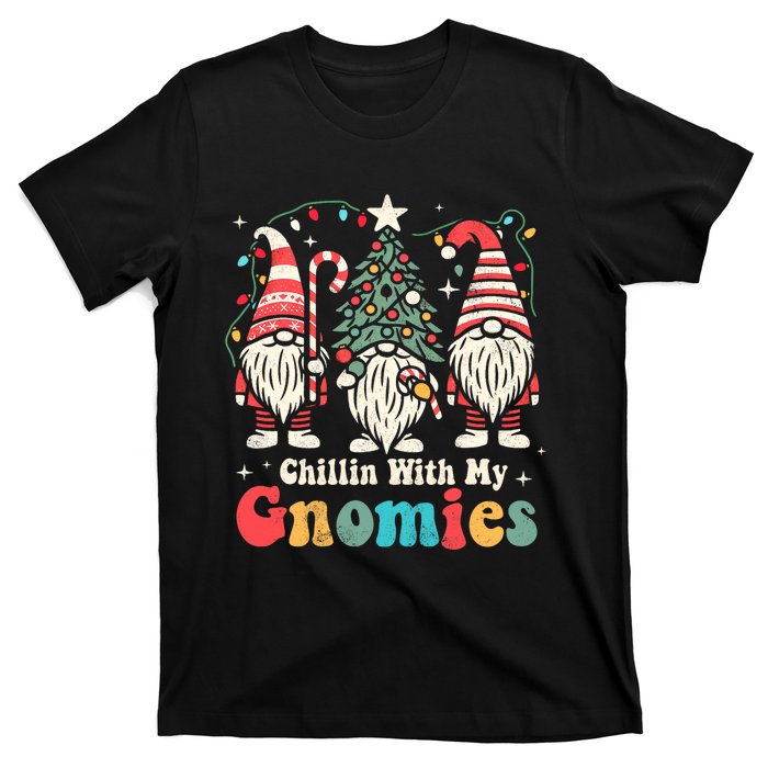 Groovy Chillin With My Gnomies Funny Christmas Family Gnomes T-Shirt