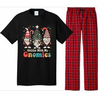 Groovy Chillin With My Gnomies Funny Christmas Family Gnomes Pajama Set