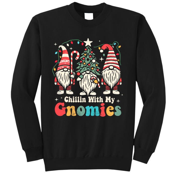 Groovy Chillin With My Gnomies Funny Christmas Family Gnomes Tall Sweatshirt